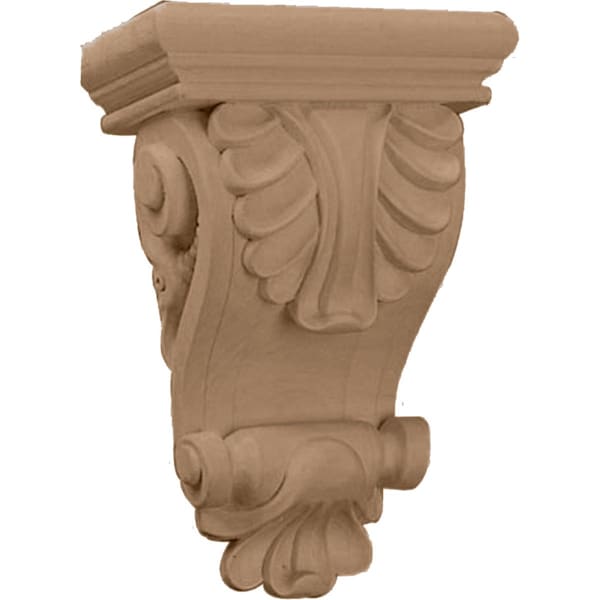 Ekena Millwork 6"W x 3 1/4"D x 8 1/4"H Thin Acanthus Leaf Corbel, Alder COR06X03X08ACAL - main